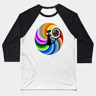 CAT MULTI-COLORED CIRCLE Baseball T-Shirt